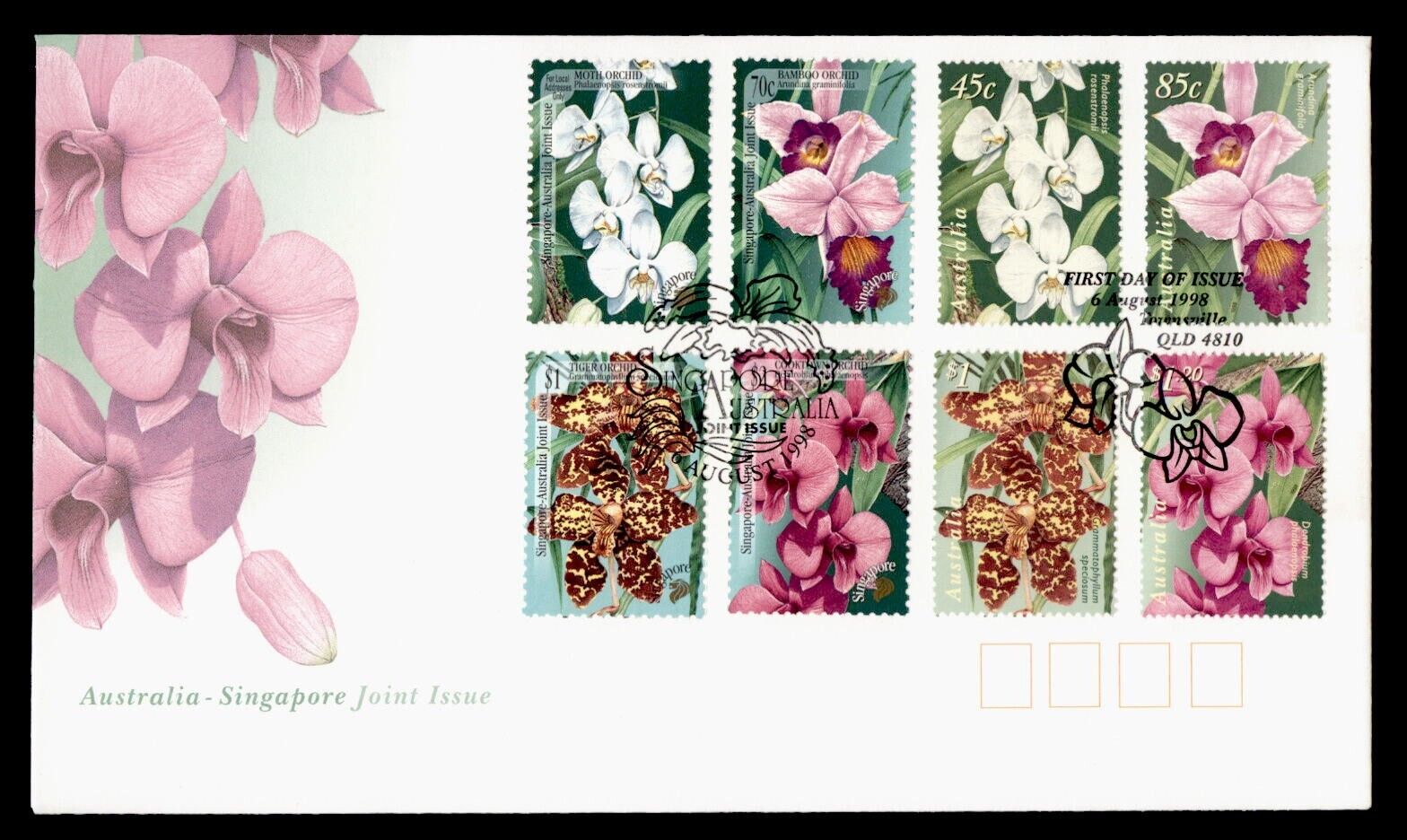 Dr Who 1998 Australia Fdc Joint Issue Singapore Cachet Orchid Flower  I25395