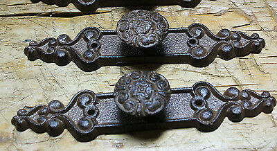 2 Cast Iron Antique Style Barn Handle Drawer Pull Shed Door Handles Back Plate