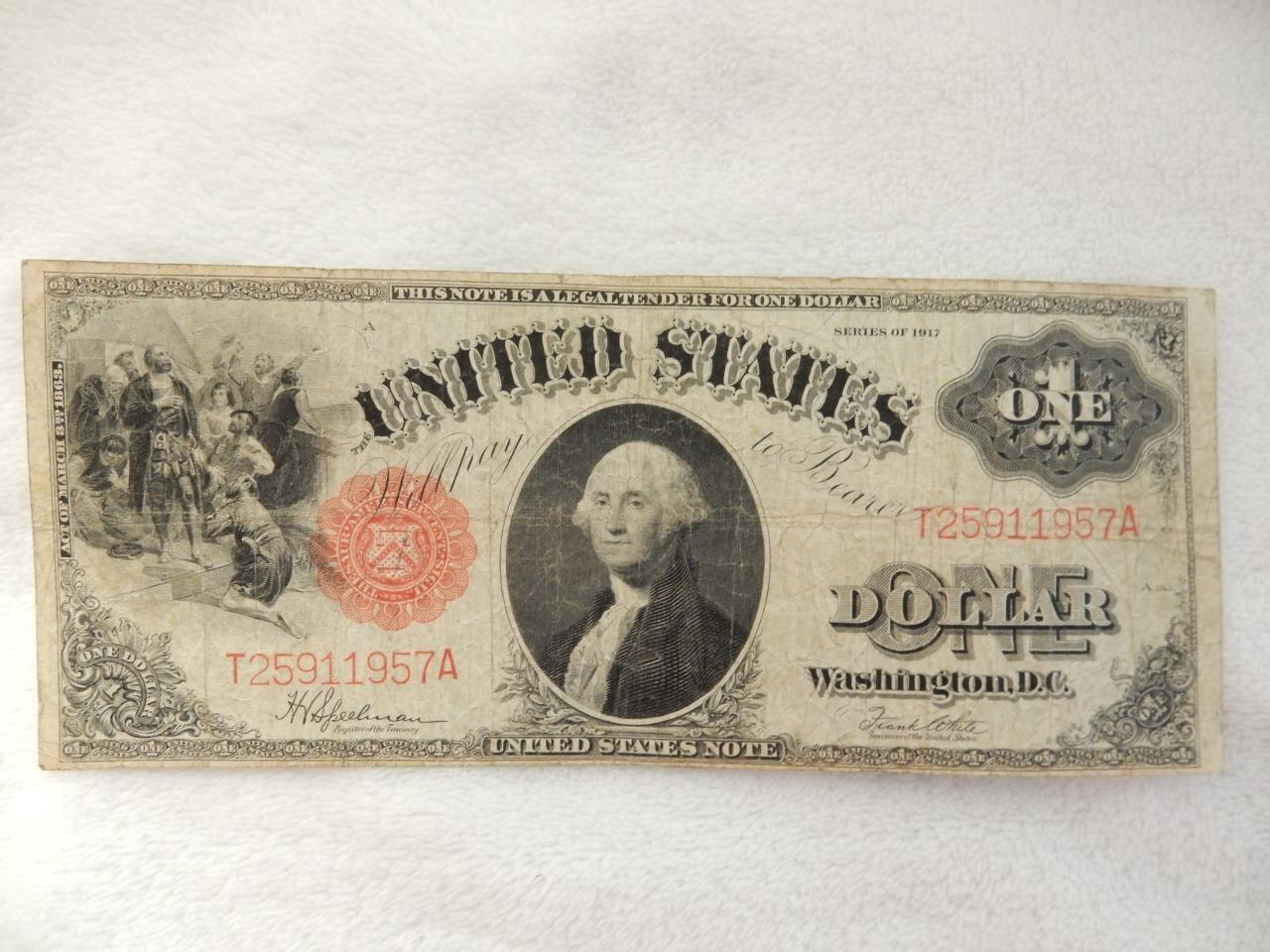 *1917 Series Circulated Washington D.c. $1 Dollar Note   #t158