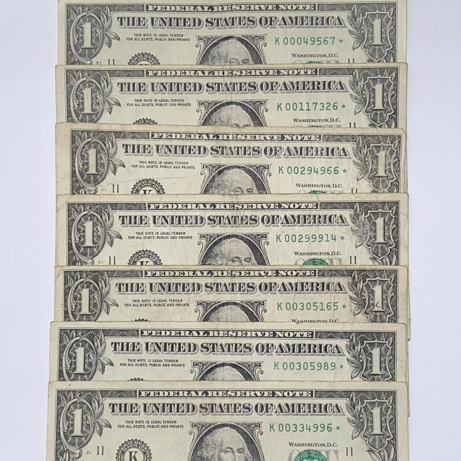 Lot Star Note 2013 K Series Lowest Run Serial Error Replacement Dollar Bill $1 1