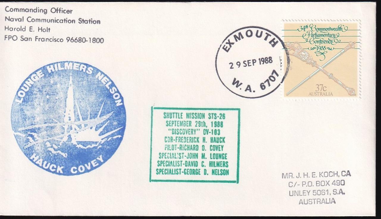 Australia 1988 Naval Communication Station Space Shuttle Sts-26 Event Cover