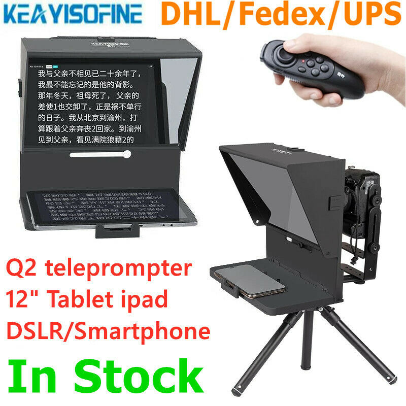 Q2 Teleprompter Big Hd Screen Video Recording For Dslr Ipad Smartphone Tablet