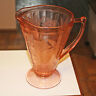 Jeannette Depression Glass Floral Footed Pink Pitcher Mint