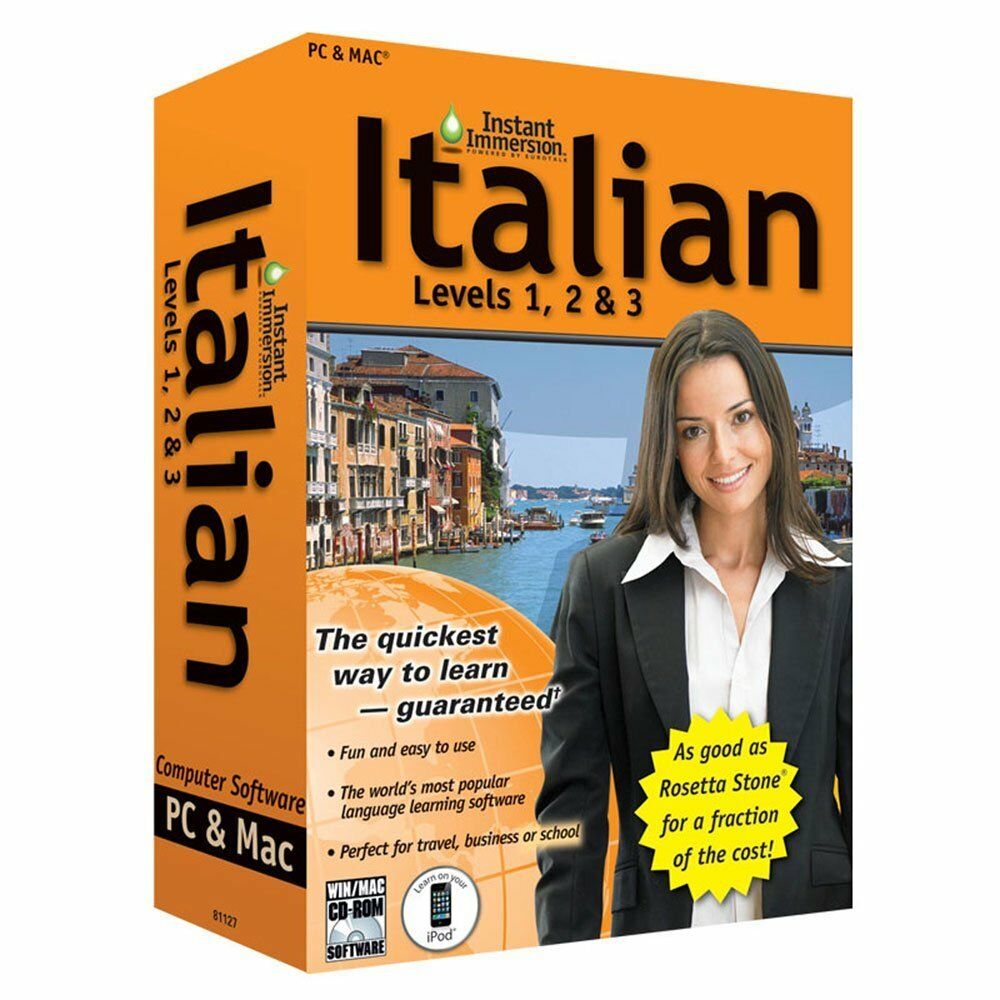 Learn How To Speak Italian With Instant Immersion Levels 1-3 Retail Box