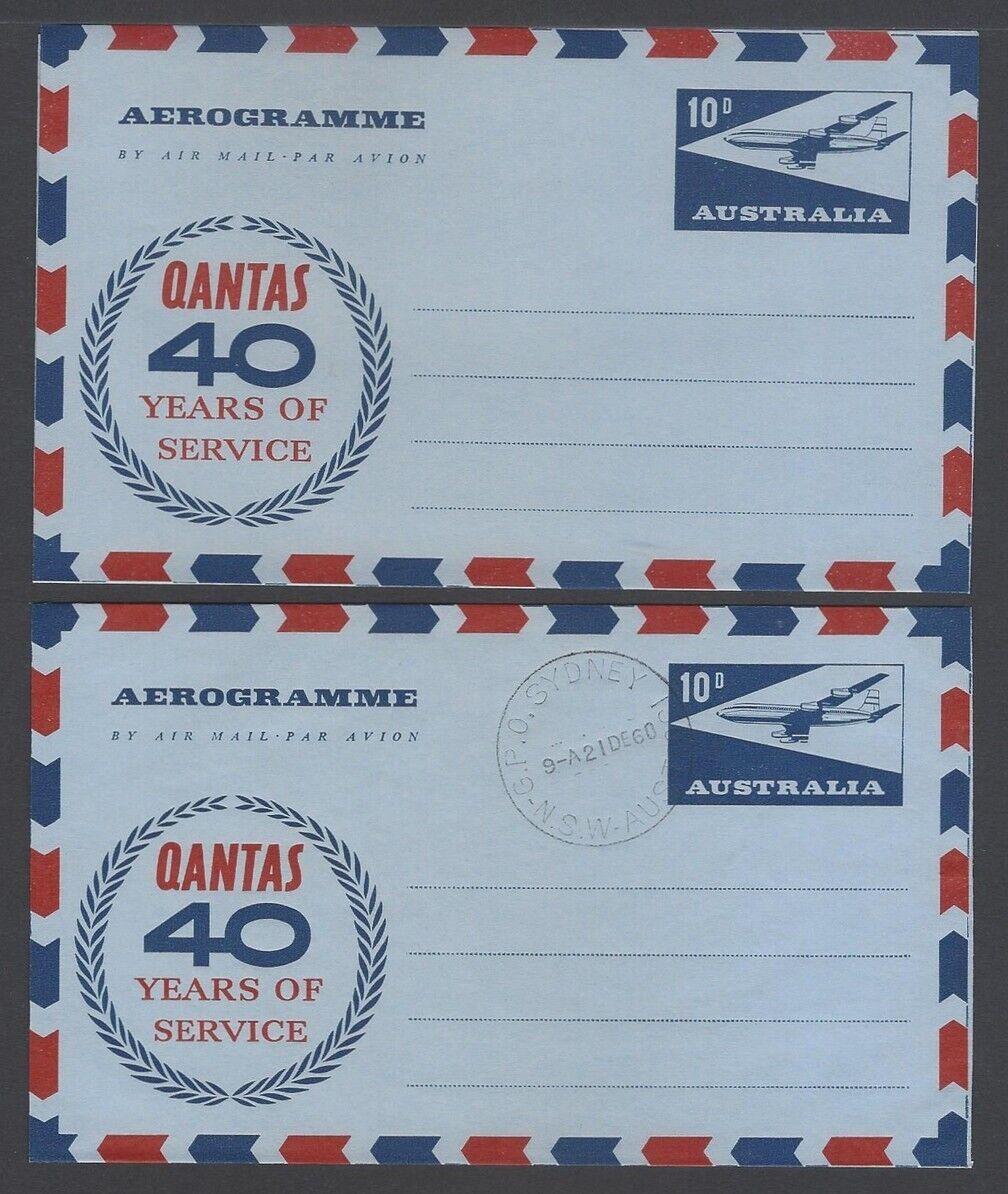 Aop Australia Kgvi 1960 Qantas 10d Aerogramme/air Letter Used & Unused. Hg #fg13