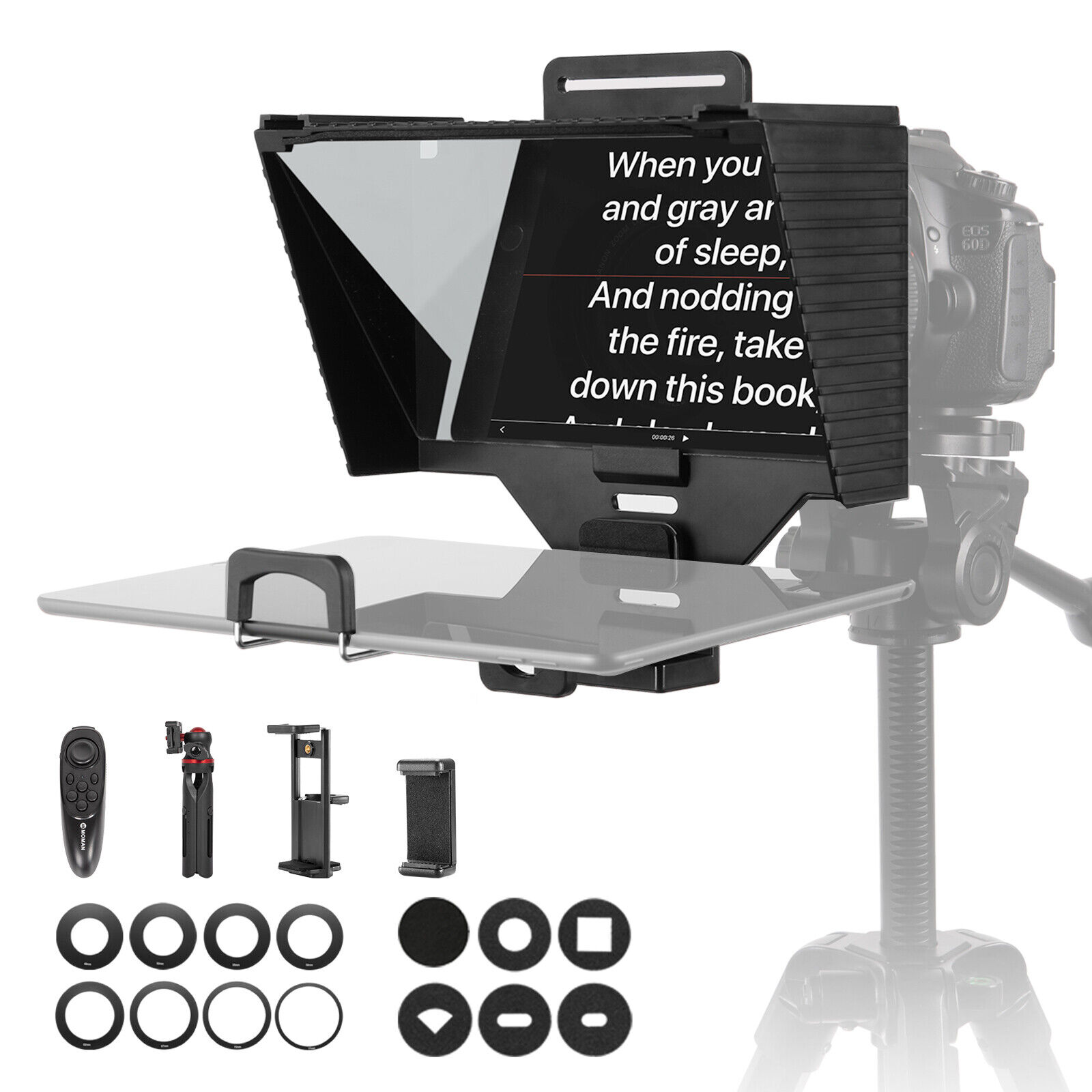 Moman Teleprompters With Tripod 70/30 Beam Split Glass For Dslr Camera Recording
